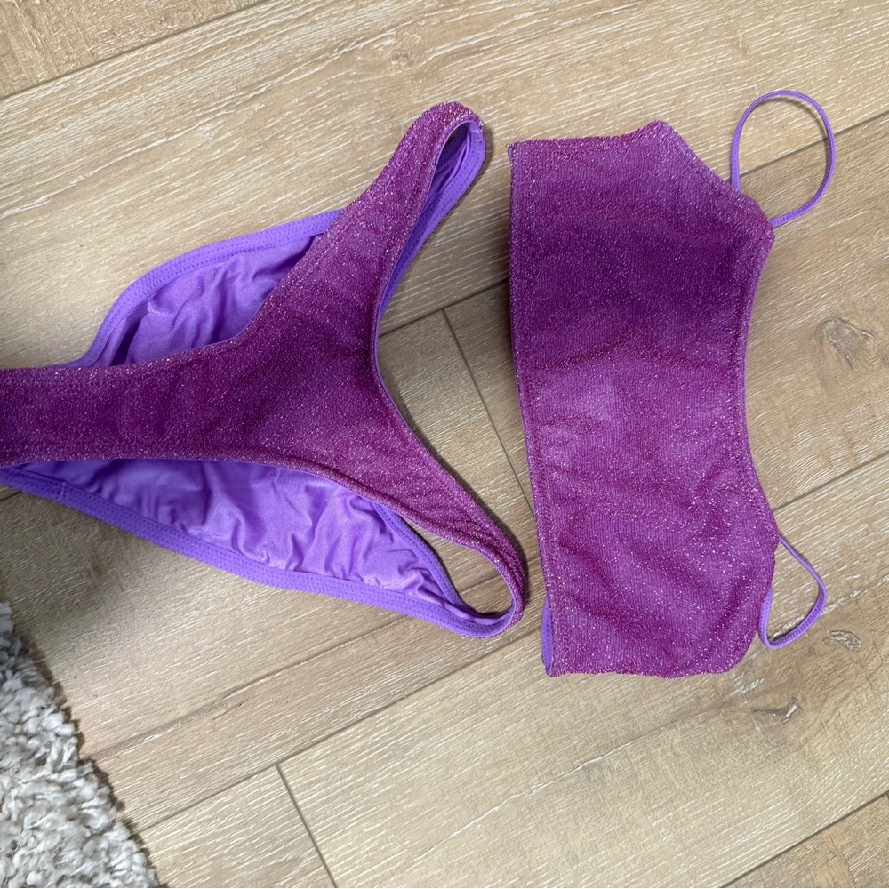 Triangl Swimwear Sparkling Purple Bandeau Set- NEVER WORN